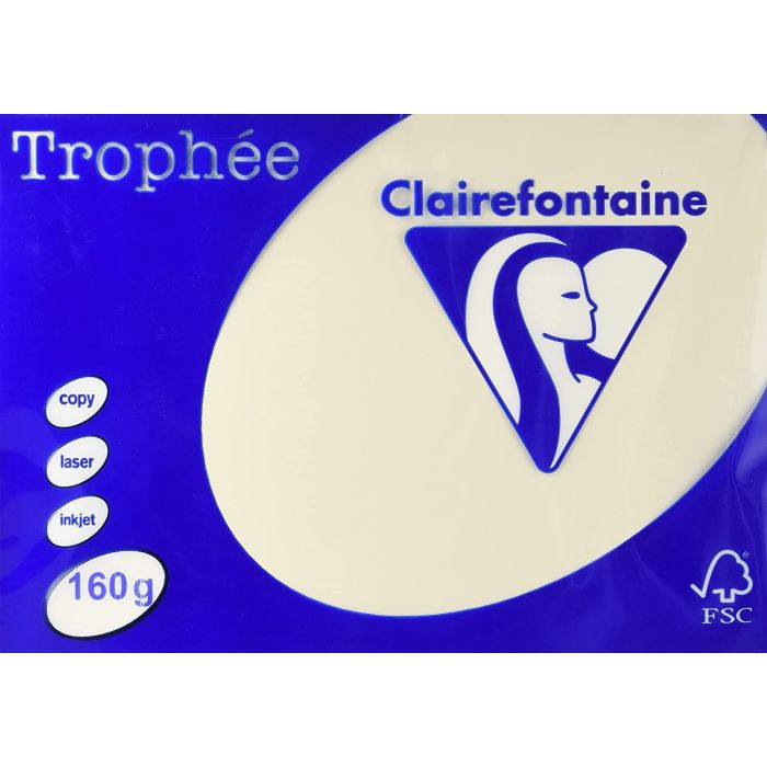 Ramette de papier de 250 feuilles A4 160g - Ivoire CLAIREFONTAINE Trophée