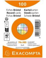Fiches Bristol quadrillées sous film - 74 x 105 mm - Assortiment EXACOMPTA Lot de 100