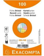 Fiches Bristol quadrillées sous film - 105 x 148 mm - Assortiment EXACOMPTA Lot de 100