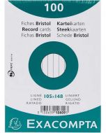 Fiches Bristol lignées sous film - 105 x 148 mm - Blanc EXACOMPTA Lot de 100