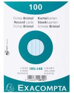 Fiches Bristol lignées sous film - 105 x 148 mm - Bleu EXACOMPTA Lot de 100