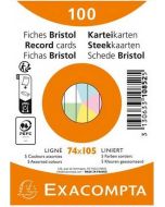 Fiches Bristol lignées sous film - 74 x 105 mm - Assortiment EXACOMPTA Lot de 100