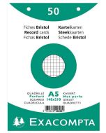 Fiches Bristol quadrillées perforées sous film - 148  x 210 mm - Blanc EXACOMPTA Lot de 50