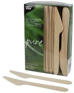 Couteaux jetables en bois : PAP STAR Pure Lot de 100 Visuel