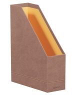 Porte-revues en simili cuir - Dos de 95 mm - Noir/Orange RHODIA