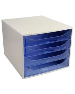 Module de rangement 4 tiroirs Ecobox - Gris/Bleu Glacé Translucide EXACOMPTA Linicolor Image
