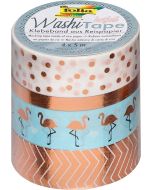 Ruban décoratif autocollant - Hotfoil Or rose : FOLIA Washi Tape Lot de 4 Visuel