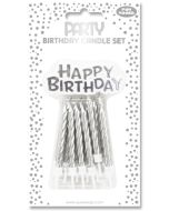 Bougies d'anniversaire Happy Birthday - 75 mm - Argent CLAIREFONTAINE