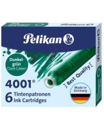 Boite de 6 Cartouches d'encre - Vert Foncé : PELIKAN 4001 TP/6