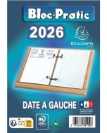 Recharge Bloc éphéméride 2026 - Date à gauche EXACOMPTA