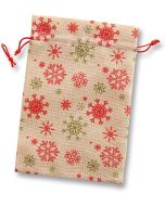 Pochette imitation toile de jute - 170 x 250 mm - Flocons de neige : FOLIA Visuel