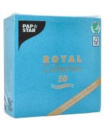 Photo PAP STAR : Lot de 50 serviettes en papier unies 400 x 400 mm - ROYAL Collection - couleur turquoise 81748