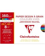 Pochette à Dessin - 8 feuilles de papier à grain - 297 x 420 mm - Assortiment : CLAIREFONTAINE Photo