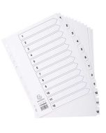 Jeu de 12 Intercalaires numériques en carte blanche - 1 à 12 - 223 x 297 mm : EXACOMPTA