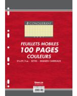 Photo CONQUERANT SEPT : Lot de 100 pages - Feuillets mobiles Séyès - Jaune -210 x 297 mm