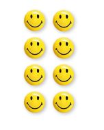 Photo Lot de 8 Aimants SMILEY 20 mm - Jaune et Noir : MAGNETOPLAN 16671