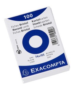 Fiches Bristol unies sous film - 74 x 105 mm - Blanc EXACOMPTA Lot de 100