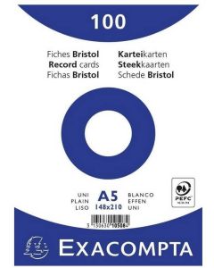 Fiches Bristol unies sous film - 148 x 210 mm - Blanc EXACOMPTA Lot de 100