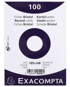 Fiches Bristol unies sous film - 105 x 148 mm - Blanc EXACOMPTA Lot de 100