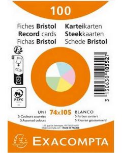 Fiches Bristol unies sous film - 74 x 105 mm - Assortiment EXACOMPTA Lot de 100