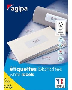 Étiquettes adhésives blanches - 105 x 48 mm : AGIPA Lot de 1200 image