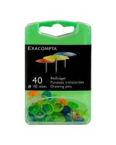 Boite de 40 punaises - Assortiment translucide Exacompta 14045E