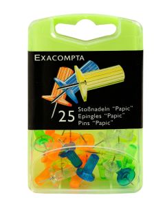 Boite de 25 punaises - Assortiment translucide (Exacompta Papic 14945E : Fourniture de bureau)