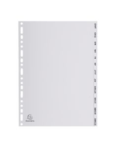 EXACOMPTA Jeu de 12 intercalaires mensuels en PP janvier à décembre 1812E