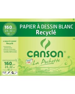 Lot de 10 feuilles de Papier à dessin recyclé 160 g - Blanc - 240 x 320 mm : CANSON Image