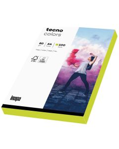Ramette de papier 100 feuilles A4 - 80g - Vert Fluo TECNO