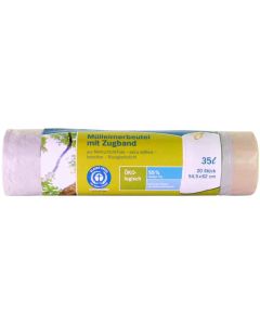 Sacs Poubelle avec tirant - 35 litres - Blanc SECOLAN Lot de 20