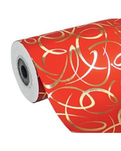 Papier Cadeau Arabesque rouge sur rouleau - 700 mm x 50 m CLAIREFONTAINE