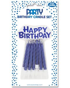 Bougies d'anniversaire Happy Birthday - 75 mm - Bleu CLAIREFONTAINEE