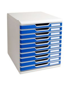 EXACOMPTA Caisson 10 tiroirs - Modulo - Gris/bleu 302003D