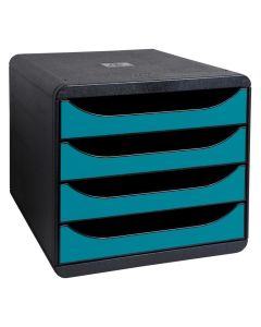 Module de rangement 4 tiroirs - Bleu Pacifique -Big Box EXACOMPTA Skandi