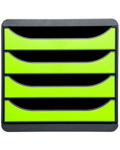 310725D EXACOMPTA : Caisson à 4 tiroirs - Big Box - Gris Noir/vert anis