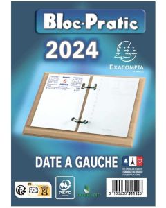 Recharge Bloc éphéméride 2024 Date à gauche EXACOMPTA