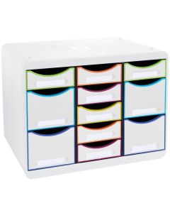 Module de rangement 11 tiroirs - Big Box Multi - Blanc/Arlequin : EXACOMPTA Black Office image
