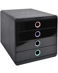 Caisson à 4 Tiroirs - Pop Box - Noir/Pastel : EXACOMPTA Aquarel image