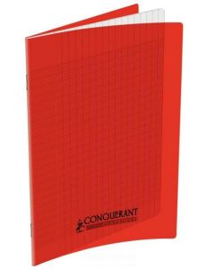 Cahier d'écolier - 48 pages Grands carreaux - 240 x 320 mm - Polypro Rouge : CONQUERANT