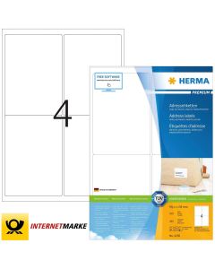 Étiquettes adhésives - 99,1 x 139 mm - Blanc : HERMA Premium Lot de 400 Image