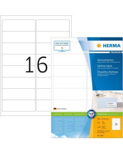 Étiquettes adhésives - 99,1 x 33,8 mm - Blanc : HERMA Premium Lot de 1600 Image
