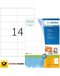 Étiquettes adhésives - 105 x 42 mm - Blanc : HERMA Premium Lot de 1400 Image