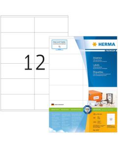 Étiquettes adhésives - 105 x 48 mm - Blanc : HERMA Premium Lot de 1200 Image