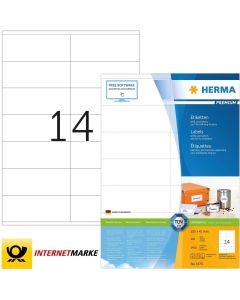 Étiquettes adhésives - 105 x 41 mm - Blanc : HERMA Premium Lot de 1400 Image