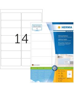Étiquettes adhésives - 99,1 x 38,1 mm - Blanc : HERMA Premium Lot de 1400 Image