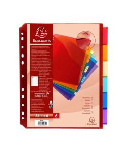 EXACOMPTA : Jeu de 6 intercalaires translucides polypropylène avec poche et porte-étiquette 4834E