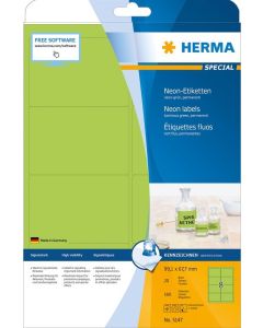 Étiquettes adhésives - Vert fluorescent - 99,1 x 67,7 mm HERMA 5147