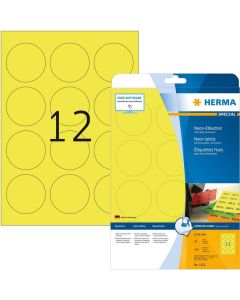 Étiquettes adhésives - Jaune fluorescent - diamètre 60 mm HERMA 5152