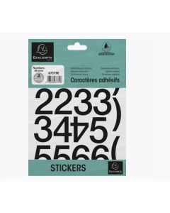 Pochette de Chiffres adhésifs de 0 à 9 - 40 mm - Noir : EXACOMPTA image